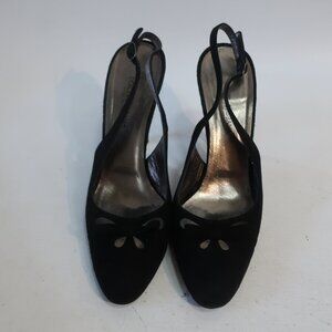 Authentic Womens Dolce & Gabbana Black Suede Slingback Heels Pumps 38.5 US/8.5